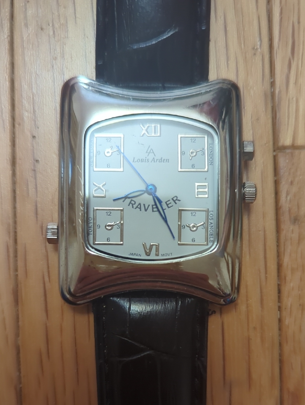 Louis Arden Traveler Multi-Timezone Watch in Silver and Black